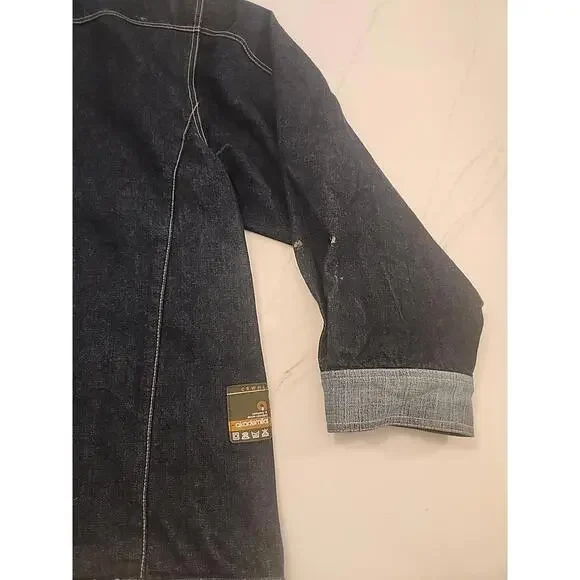 Akademiks Jean Jacket Mens 3XL Blue Denim Button Up Long Sleeve Y2K Hiphop - Picture 14 of 14